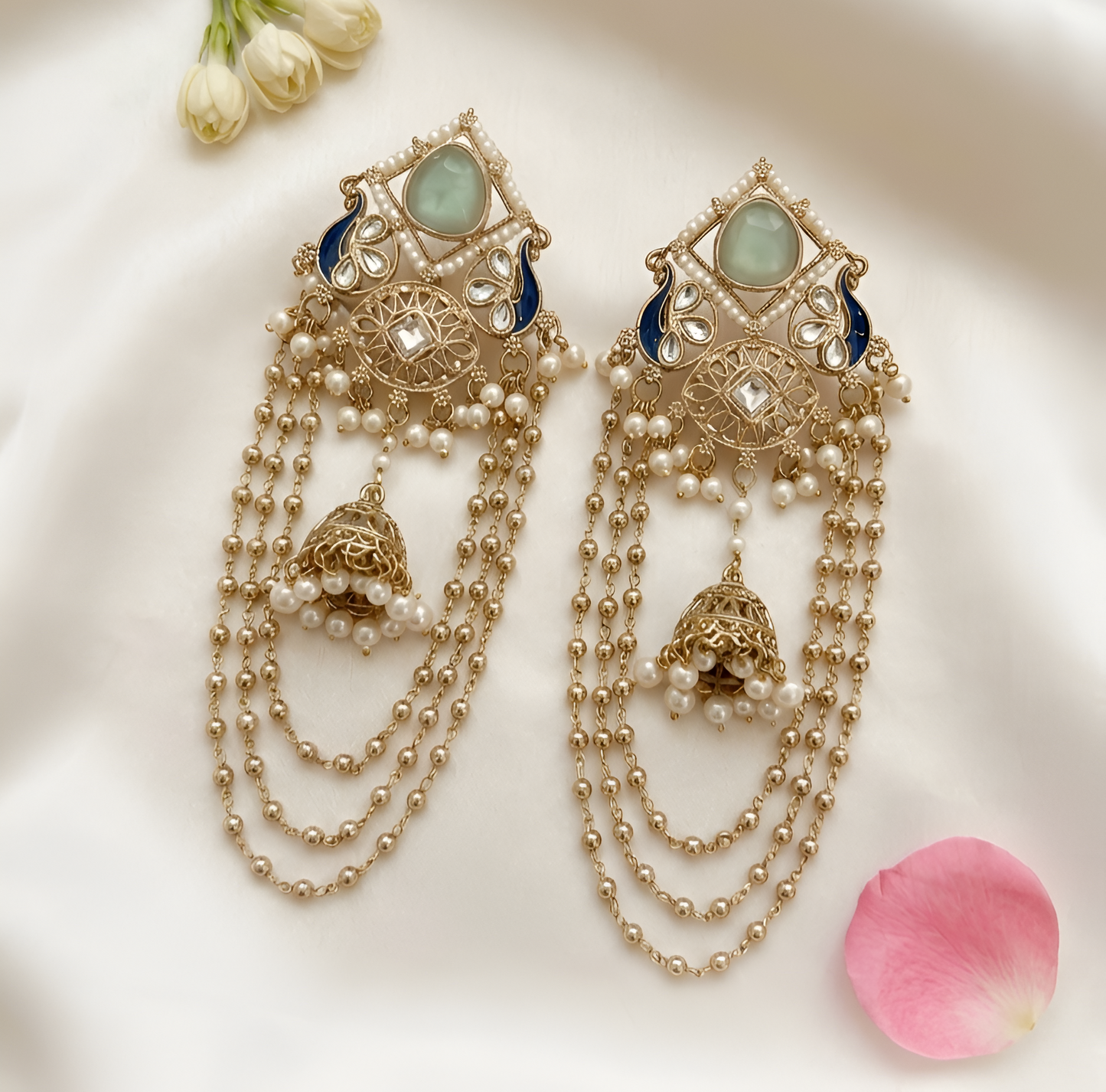 Royal Peacock & Jhumka Cascading Earrings