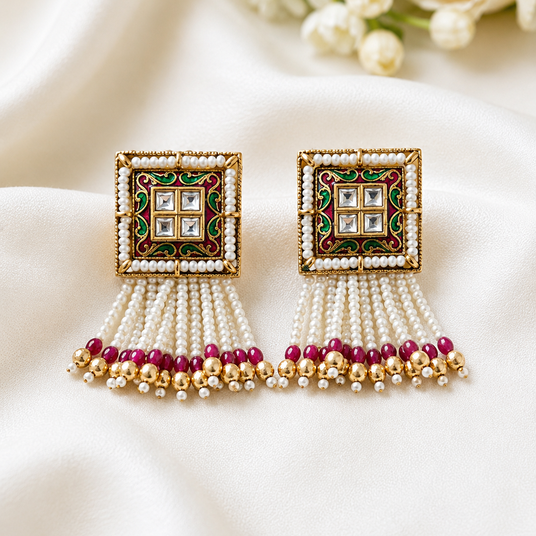 Heritage Meenakari & Kundan Pearl Strand Necklace Set