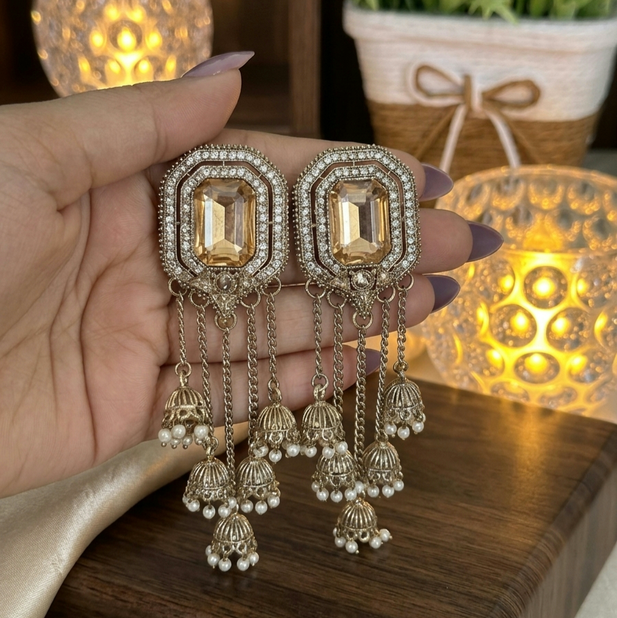 Crystal Jhumka Drops