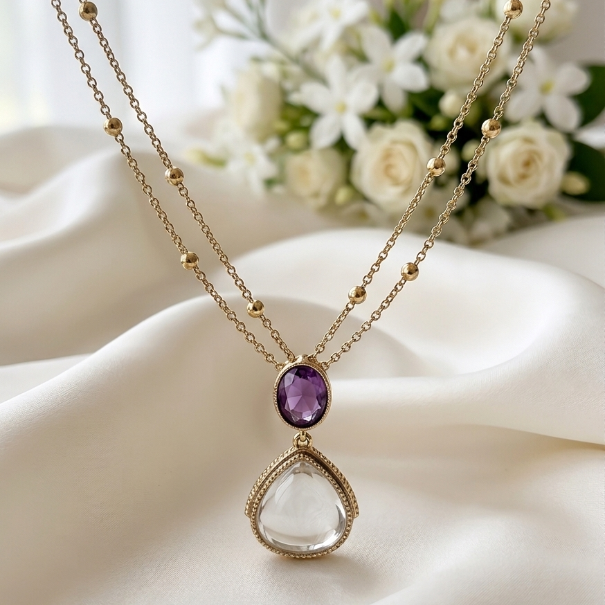 Pear-Cut Crystal Pendant Set