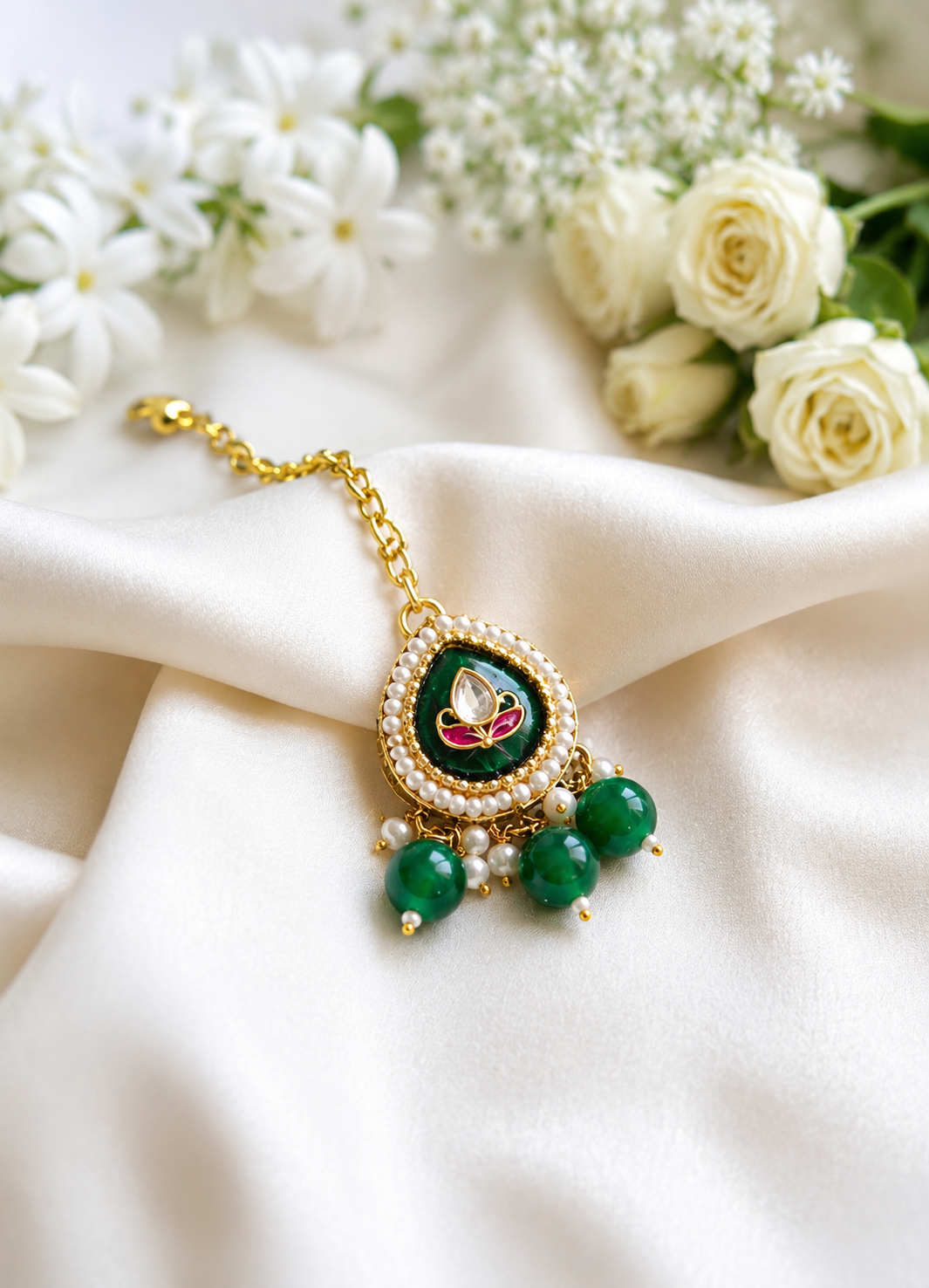 Emerald Heirloom Enamel & Pearl Set