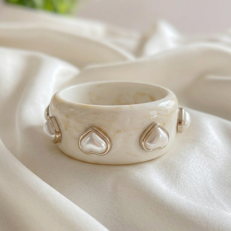 Heart-Embellished Resin Cuff