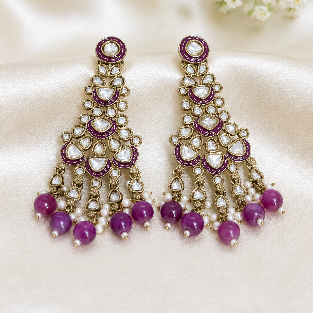Royal Kundan Pearl Cascade Earrings