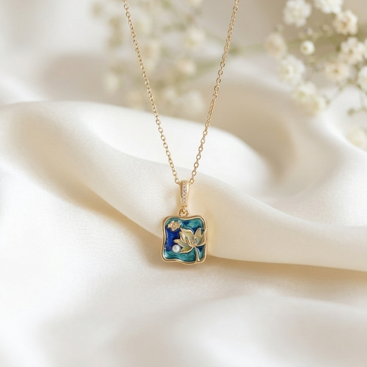 Azure Lotus Enamel Chain