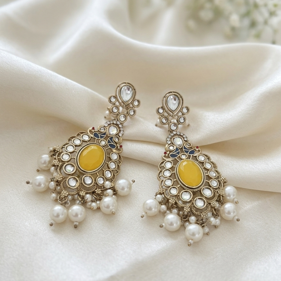 Interchangeable Gemstone Ornate Drop Earrings