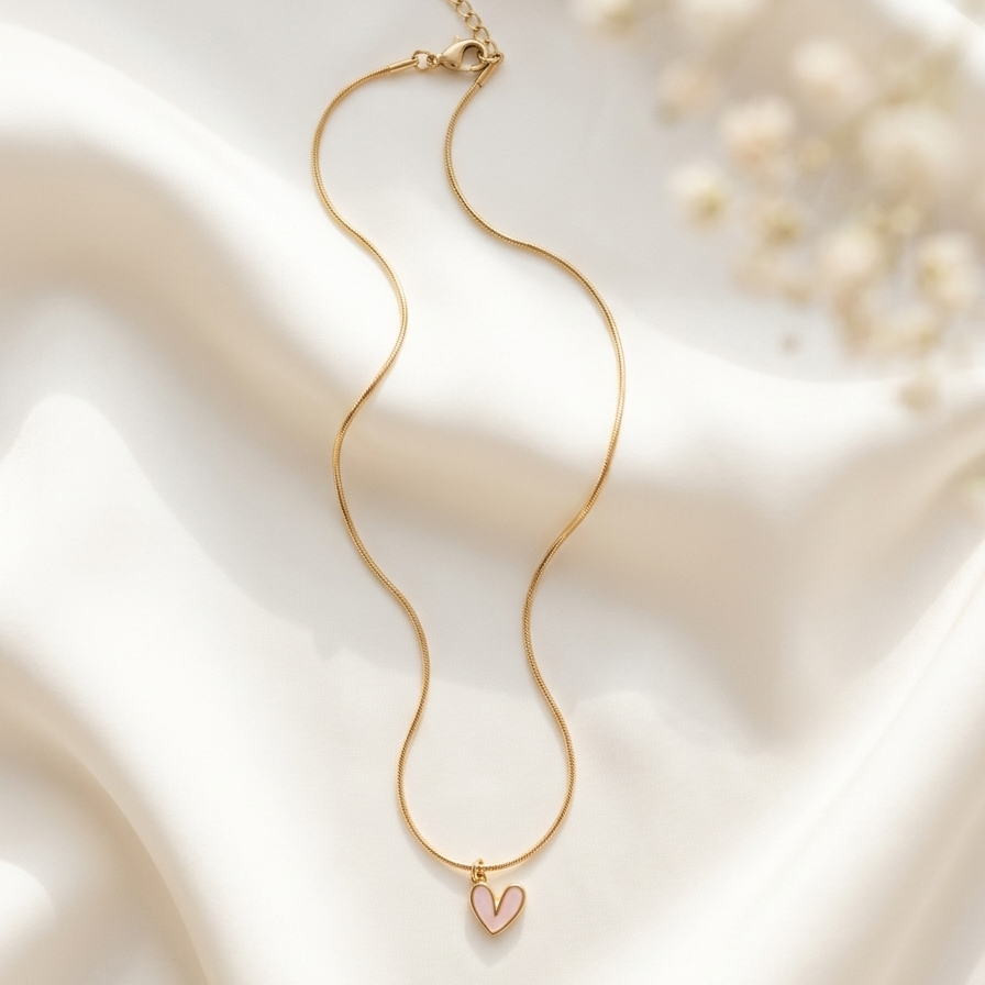 Blush Heart Enamel Pendant