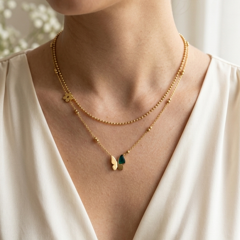 Serene Butterfly Layered Chain