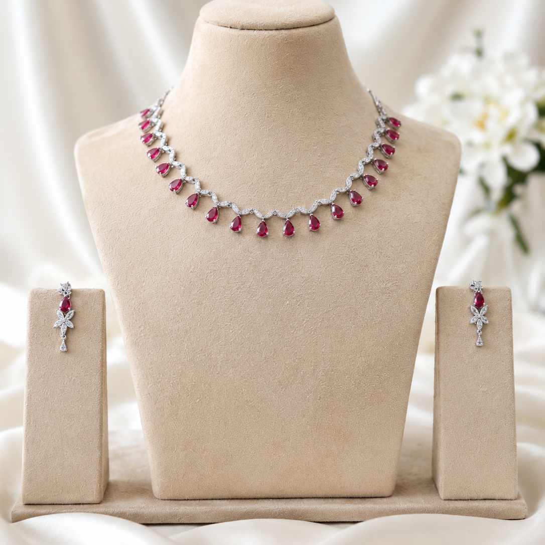 Radiant Ruby Teardrop Elegance Set