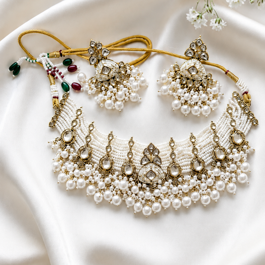 Ivory Elegance Pearl & Kundan Choker Set