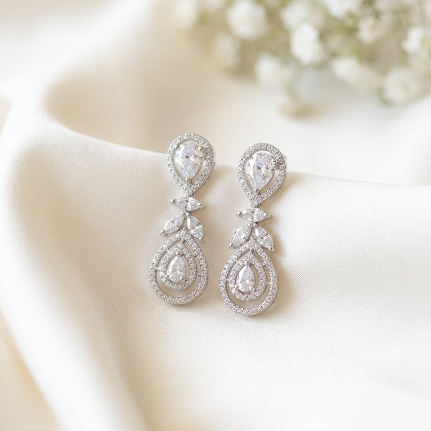 Ethereal Pear-Drop Cubic Zirconia Set