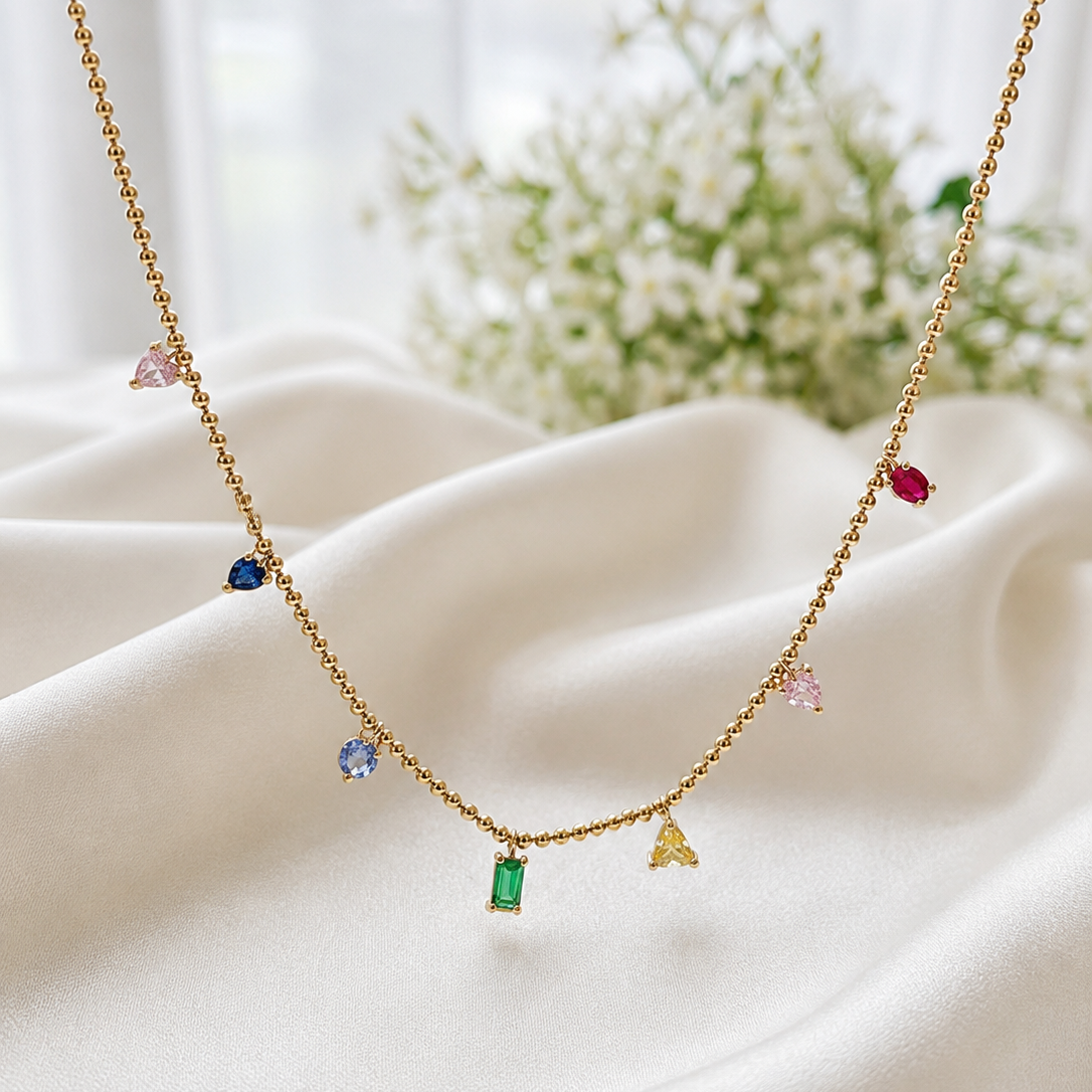 Kaleidoscope Multi-Gemstone Station Chain