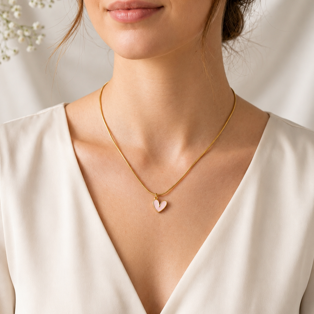 Blush Heart Enamel Pendant