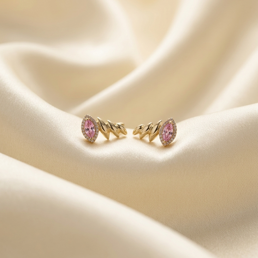 Pink Gemstone Twist Stud