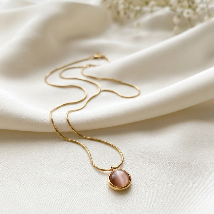 Luminous Rose Quartz Solitaire Chain