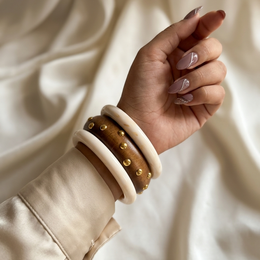 Earth & Ivory Studded Trio