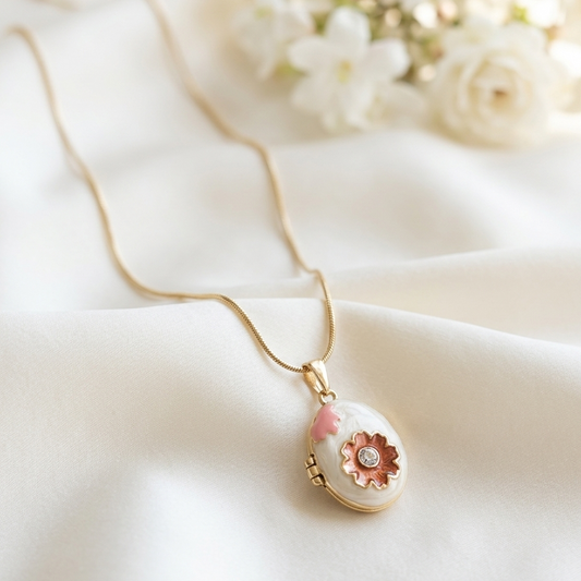 Petal Bloom Oval Locket Chain
