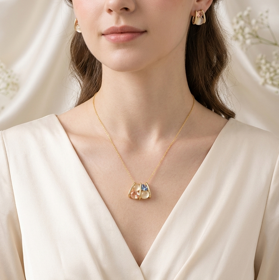 Sculptural Pendant & Earring Set