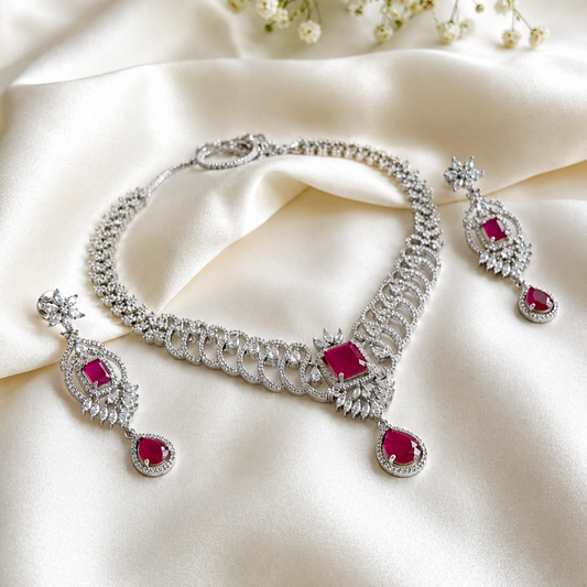 Regal Crimson Crystal Statement Set