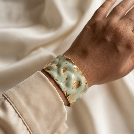 Seafoam Sculpted Gilded Cuff