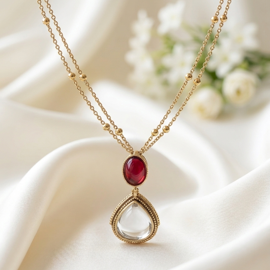 Pear-Cut Crystal Pendant Set