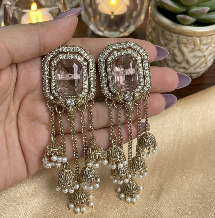 Crystal Jhumka Drops