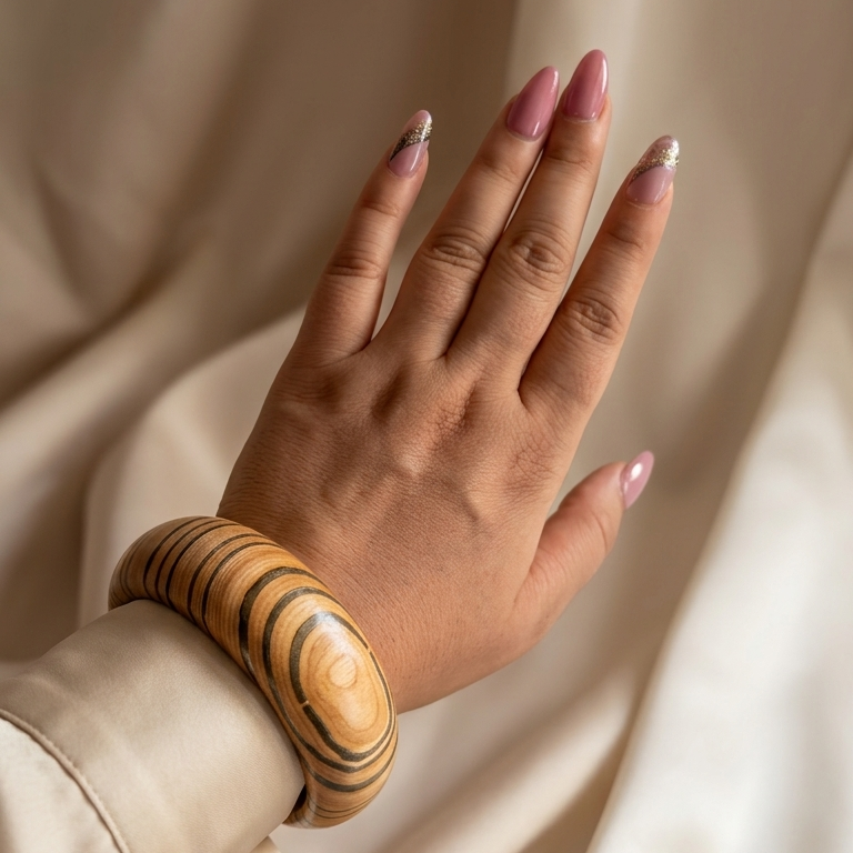 Natural Grain Sculpted Wooden Cuff