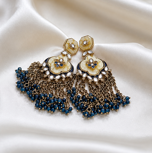 Kundan Tassel Statement Earrings