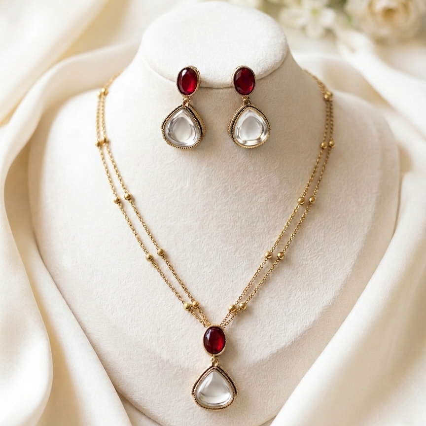 Pear-Cut Crystal Pendant Set