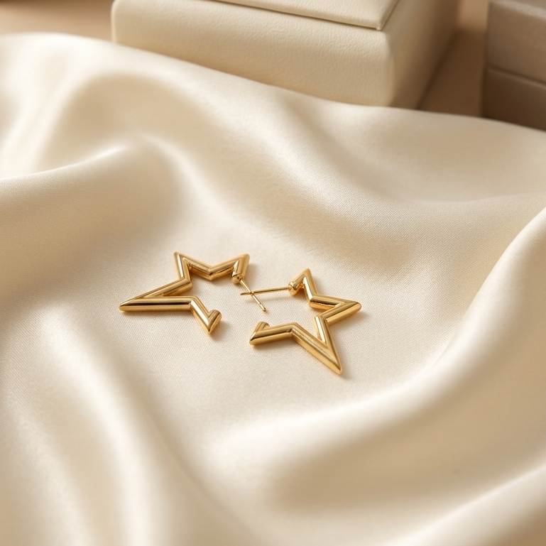 Star Outline Gold Earrings