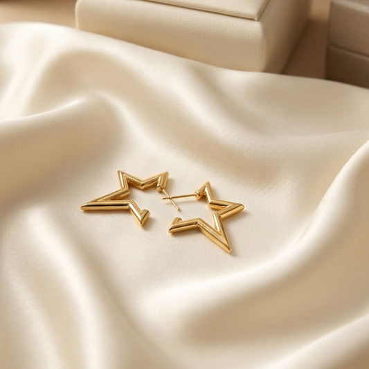 Star Outline Gold Earrings