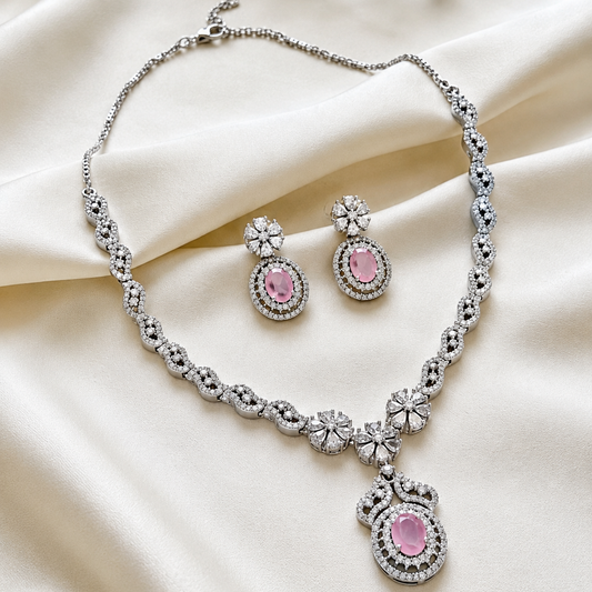 Blush Bloom Crystal Pendant Set