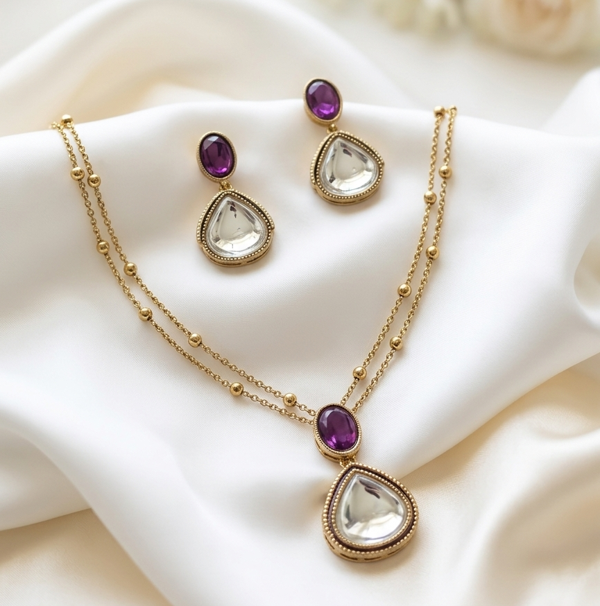 Pear-Cut Crystal Pendant Set