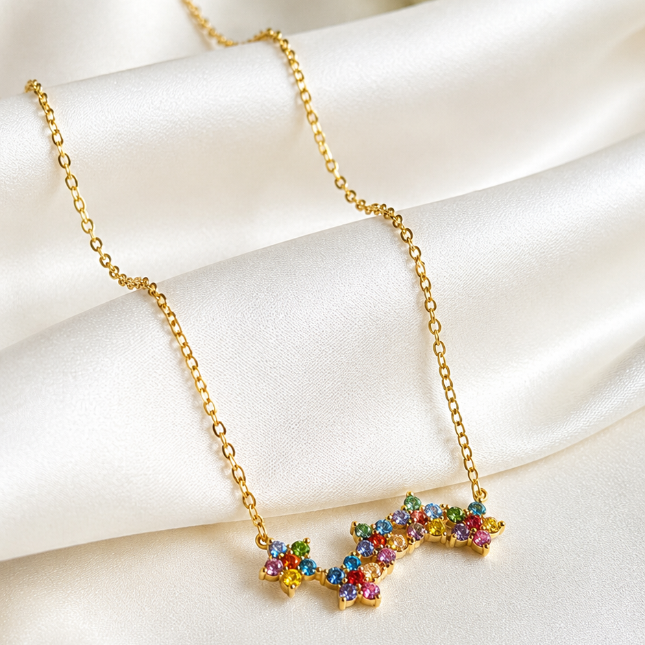 Celestial Bloom Multi-Stone Dainty Chain