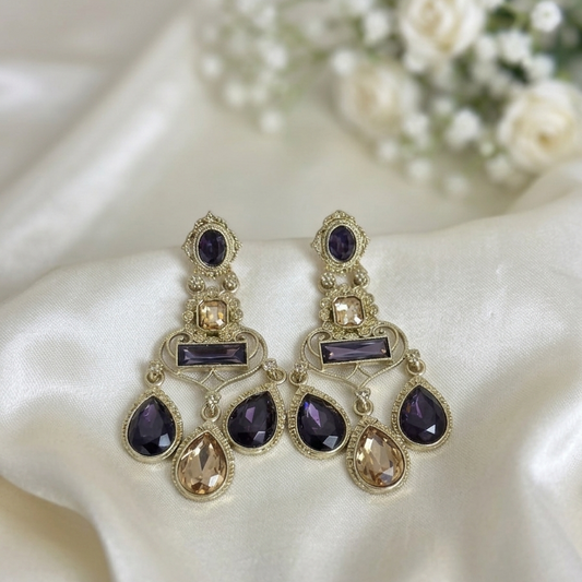 Regal Amethyst Tiered Drop Earrings
