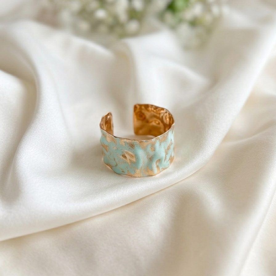 Seafoam Sculpted Gilded Cuff